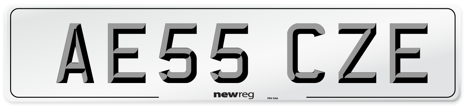 AE55 CZE Number Plate from New Reg
